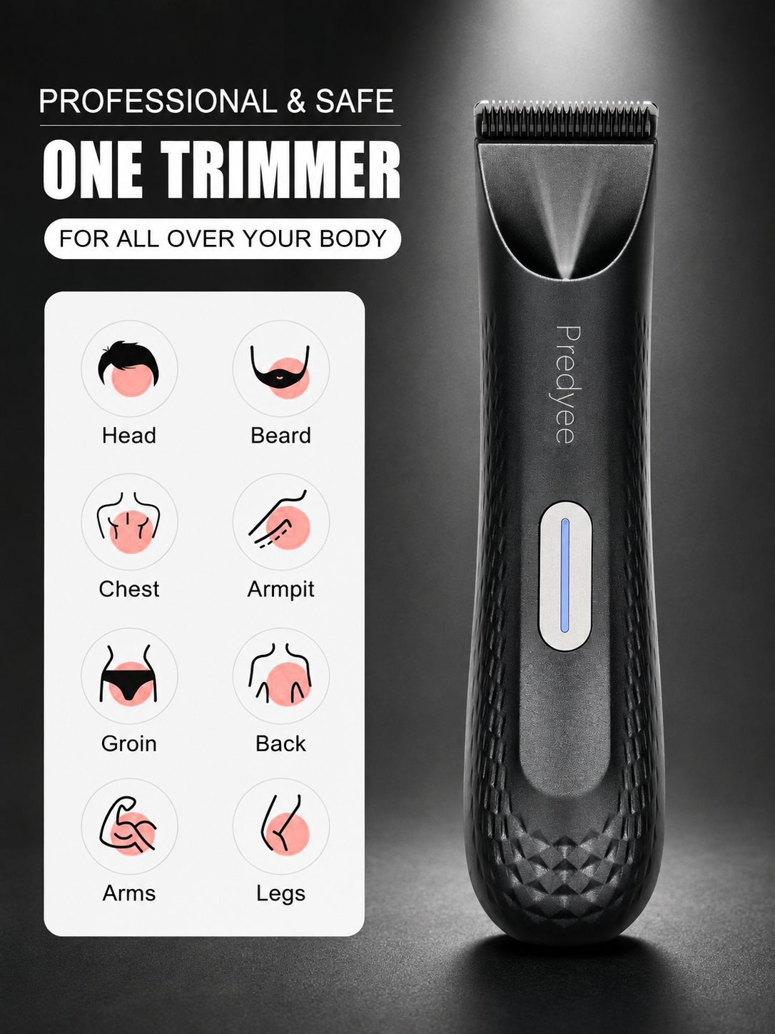 Men's Body Groomer — Waterproof Trimmer with Replaceable Ceramic Blade